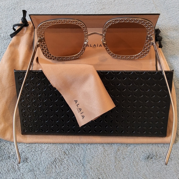 NWOT Alaia Oversized Copper Gold Square Rim Sunglasses - Picture 8 of 16